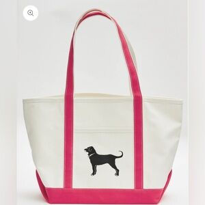 The Black Dog Pink and White Canvas Tote with Iconic Dog Logo
